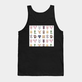 Cute Baby Animals Pink Pig Axolotl Cow Rabbit Sloth Snake Chick Panda Animal Social Distancing FaceMask Teachers Tank Top